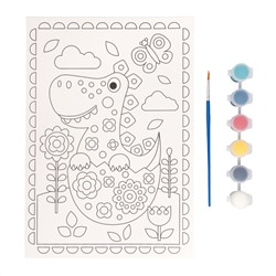 Раскраска для детей «Динозаврик» с кисточкой и красками