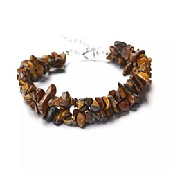 Браслет из камня ТИГРОВЫЙ ГЛАЗ (на замке, длина 21-23 см.), 1 шт.