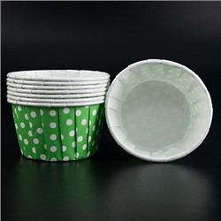 Капсулы для маффинов с бортиком Polca Dot 100 шт, Зеленые в горох 50*40 мм