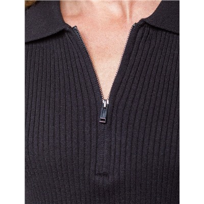 Джемпер-поло с застежкой на молнии из хлопка с кашемиром