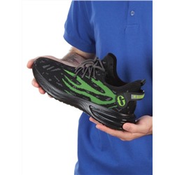 HA101-2 BLACK/GREEN Кроссовки мужские (текстиль) размер