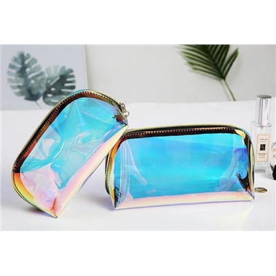 SALE!Женская полупрозрачная, голографическая косметичка-хамелеон, на молнии ,размер 18,5*10*7 см.1 шт.