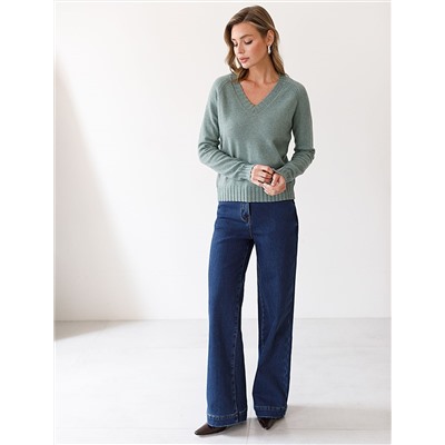 Джинсы-трубы из эластичного денима на флисе