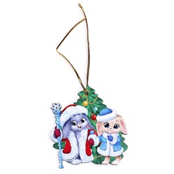 Новогодняя подвеска «‎Праздник у зайчат»