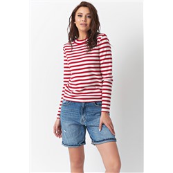 Джемпер вязаный в полоску красный