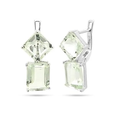 Серьги из серебра зеленый аметист, Саквер