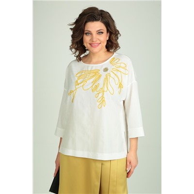 Michel chic 1334 горчичный-молочный, Брюки,  Блуза