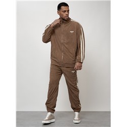 Спортивный костюм мужской модный из микровельвета бежевого цвета 15015B