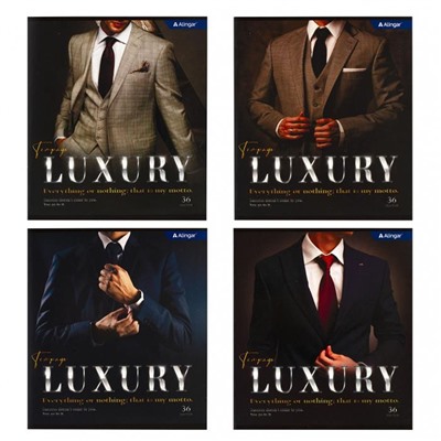Тетрадь 36 л клетка офсет Alingar  LUXERY 2 4 дизайна AL8739 (выпис.по 2шт.)