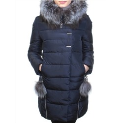 029 Пальто зимнее женское (холлофайбер, натуральный мех чернобурки) размер 42