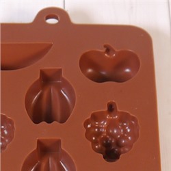 Форма силиконовая для шоколада "Мультифрукт" 20*10,5 см, 11 ячеек