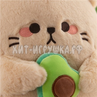 Мягкая игрушка Котик с авокадо 25 см (ВЫБОР ЦВЕТА) 230212-1, 230212-1, 230212-1_beige, 230212-1_white