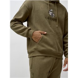 Спортивный костюм мужской демисезонный на флисе цвета хаки 332Kh