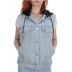 802 BLUE/BLACK Джинсовый жилет женский (100% хлопок) размер 48