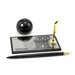 Письменный набор из обсидиана "Евро" 160*90*70мм.