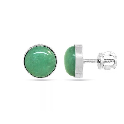 Серьги из серебра жадеит, Ю-25145р