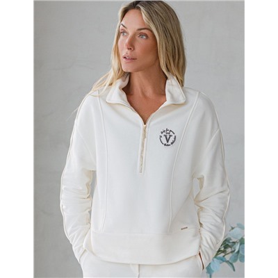 Джемпер с воротом на молнии из петельчатого  футера трехнитки с эластаном