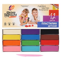 Пластилин 12 цв. Луч  240гр. Школа творчества со стеком 29С 1763-08