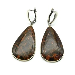 Серьги яшма Пикассо 23*38мм.