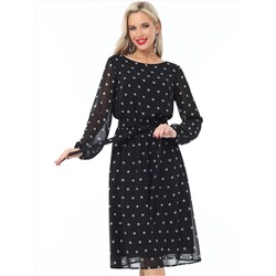 Платье шифоновое в мятный горошек с поясом