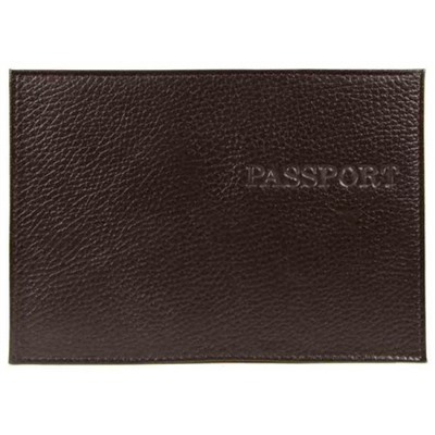 Обложка для паспорта натуральная кожа Флотер "PASSPORT" коричневый, тисн.конгрев 1,01гр-ФЛОТЕР-220 ПОЛИГРАФДРУГ