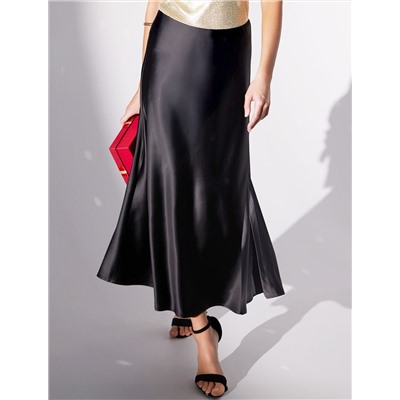 Юбка миди с разрезом из струящегося плотного сатина