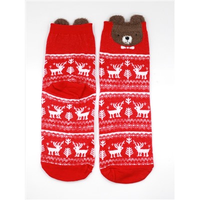 Носки НГ р.35-40 "Red christmas" Мишка