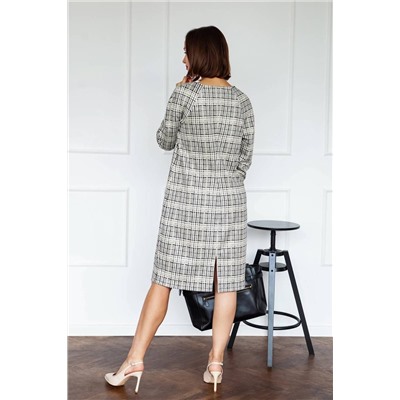 ARTiMODA 322-19 бежевая_клетка_с _желтым, Платье
