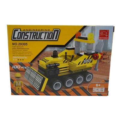 Конструктор Engineering Construction 100дет. Строительная техника  Бульдозер 18*13см / коробка 29305