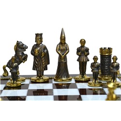 Шахматы подарочные из яшмы и долерита с бронзой "Камелот" 400*400мм