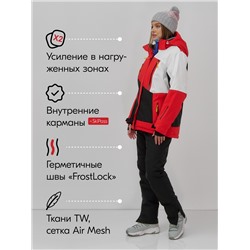 Горнолыжный костюм женский зимний большого размера красного цвета 07083Kr