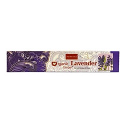 ORGANIC Garden LAVENDER Premium Masala Incense, Nandita (ОРГАНИК Гарден ЛАВАНДА премиум благовония палочки, Нандита), 15 г.