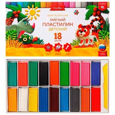 Пластилин 18цв. Глобус 270гр. Классический мягкий ПЛ18Д