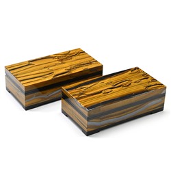 Шкатулка цельнокройная из тигрового глаза.115*60*45мм.