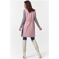 Жилет классический удлиненный из костюмной ткани пыльно-розовый