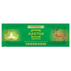Aastha agarbatti KASTOORI, Patanjali (Аастха благовония КАСТУРИ, Патанджали), пакет, 25 г.