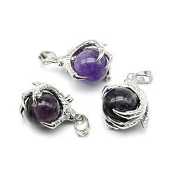 Подвеска с аметистом Лапа Дракона 25*25мм, шарик 16мм