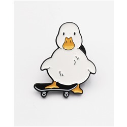 Металлический значок "Гусь со скейтом"