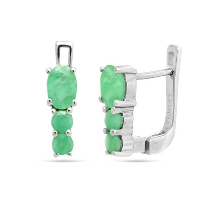 Серьги из серебра изумруд берилл, Канарейка