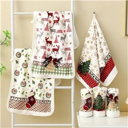 Полотенце из микрофибры "Новогоднее очарование" с атласной каймой 25*50 см.