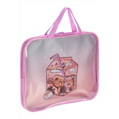 Папка-сумка на молнии с ручками А4, KAWAII (П-1485) с прозр вставкой, с дизайном, 350х265х40мм НАТАЛИ #1033018