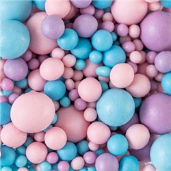 Посыпка микс из рисового драже в глазури матовая "Голубая/сиреневая/розовая", 50 г