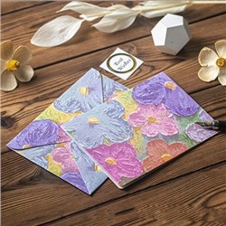 Открытка + конверт с 3D-рисунком БОЛЬШИЕ РАЗНОЦВЕТНЫЕ ЦВЕТЫ