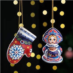 Набор ёлочных игрушек "Машенька и варежка", 6 см