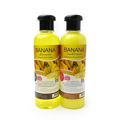 BANANA, Combo SHAMPOO+CONDITIONER, Banna (БАНАН, Набор ШАМПУНЬ и КОНДИЦИОНЕР с экстрактом Банана, Здоровье и восстановление волос, Банна), 360 мл. + 360 мл.