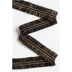 Тесьма отделочная 3 см*5 ярд "Бахрома с люрексом" (SF-2461) черный