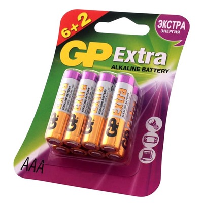 Батарейка  GP Extra LR03 (мизинчик)  8шт. (блистер) АКЦИЯ! СКИДКА 10%