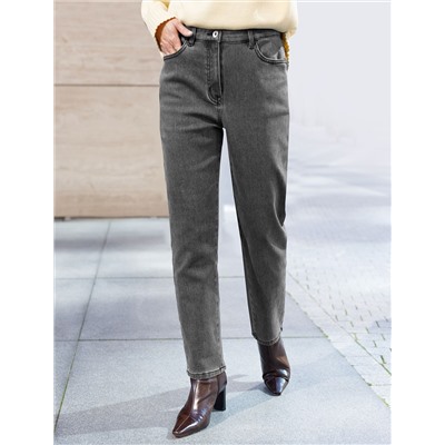 Джинсы mom-fit из эластичного денима на флисе