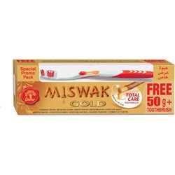 MISWAK Gold, Total Care Toothpaste, Dabur (МИСВАК ГОЛД, зубная паста с чистым экстрактом дерева Аль-Араке, Дабур), 170 г. + ЗУБНАЯ ЩЕТКА