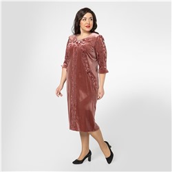 Платье, бархатное полотно, пудровый